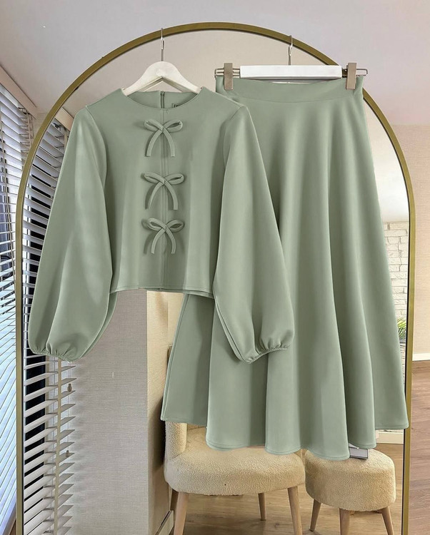 بلوزدامن رنگ سدری