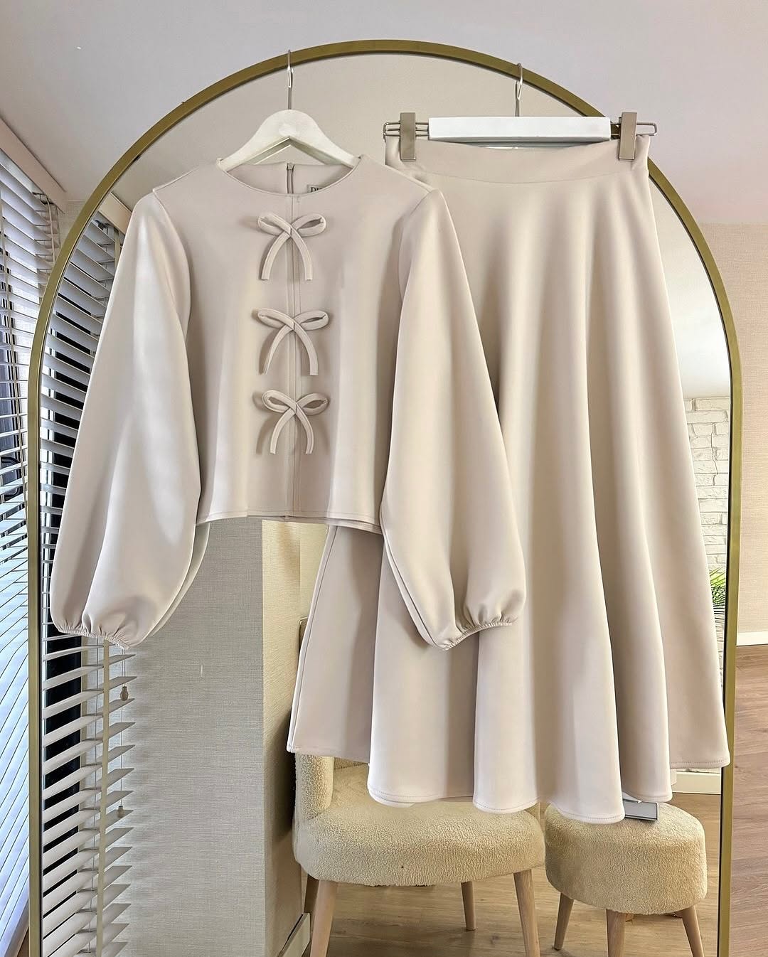 بلوزدامن رنگ سدری