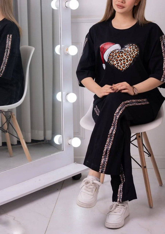 تیشرت و شلوار قلبی نوئل،جنس پنبه گلکسی،سایز۳۸تا۴۶