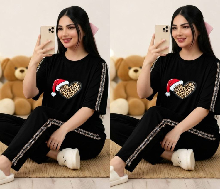 تیشرت و شلوار قلبی نوئل،جنس پنبه گلکسی،سایز۳۸تا۴۶