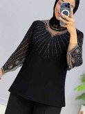 بلوز مجلسی مشکی،جنس کرپ جودون،سایز ۴۰تا۴۸